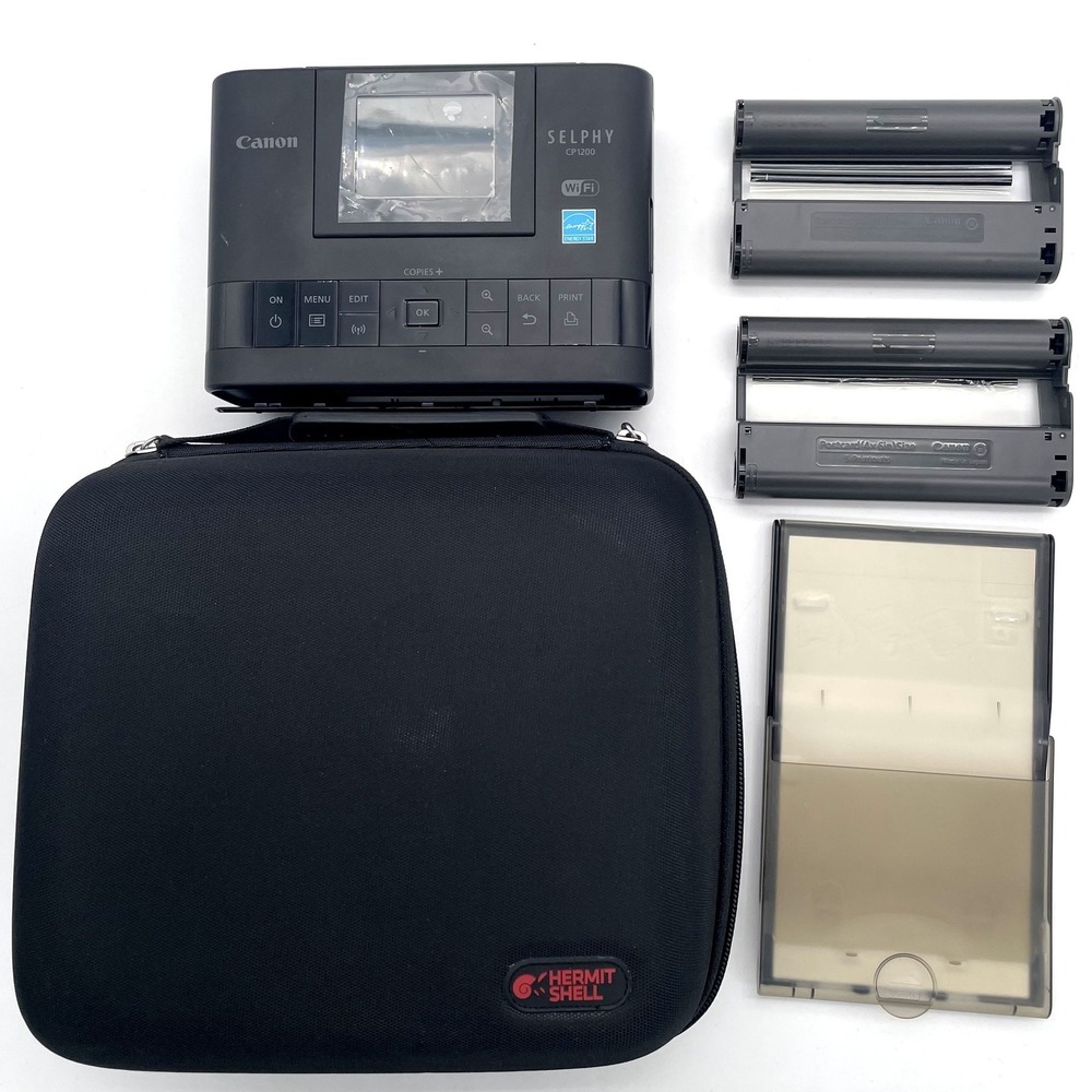 Canon SELPHY CP1200 Compact Photo Printer Bundle Case Cartridges Manual